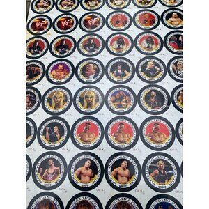 RARE UNCUT SHEET of Vintage 1999 WWF KATCH Metal Coins | Undertaker | The Rock